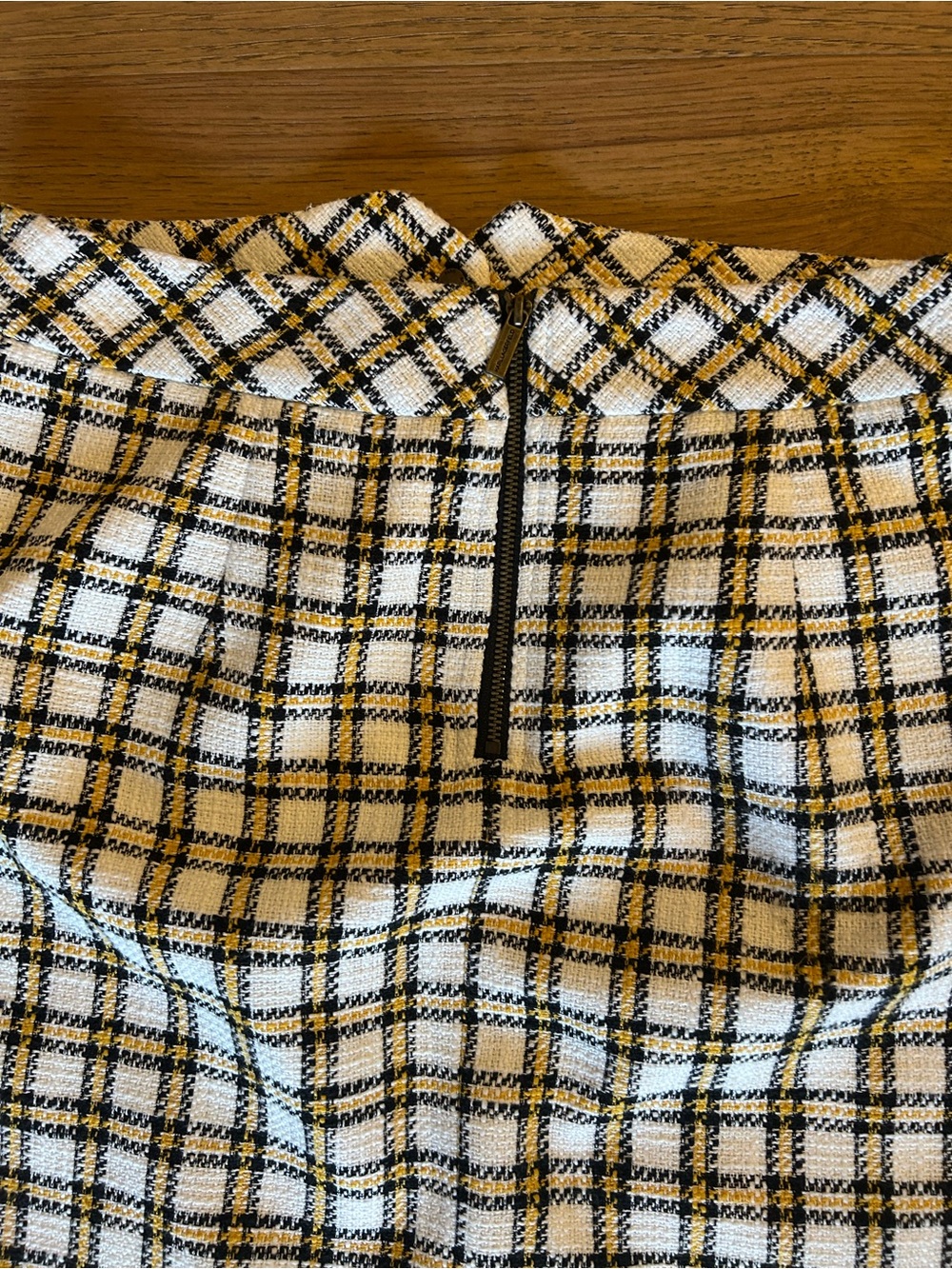 Karl Lagerfeld White Black and Yellow Tweed Plaid Skirt - Picture 4 of 6